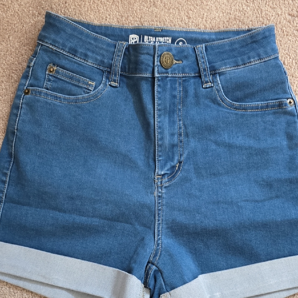 Born Primitive High-Rise Ultra Stretch Rolled Hem Jean Shorts - Denim Blue